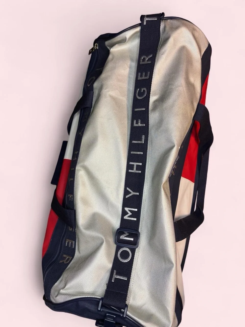 Tommy Hilfiger Colorblock Men’s Duffel Bag — Navy, White & Red
